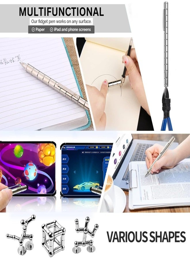 SUKEE Magnetic Fidget Pen, Decompression Toy Pen with Magnetic Rings and Steel Balls, Stress Relief Creative Gadget for Kids and Adults, for Teens, Fidget Pen, Magnetic Pen (Silver) - Image 3